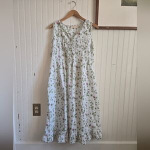 Floral Night Gown Dress Cotton Midi